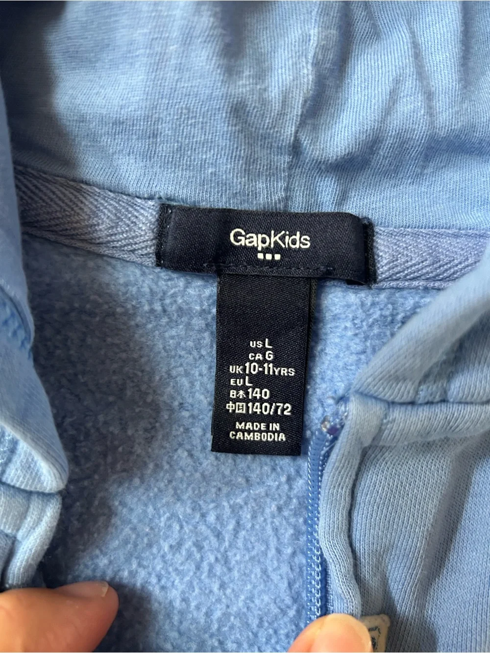 GAP Blue Kids Zip-Up Hoodie size L 10/11 yrs